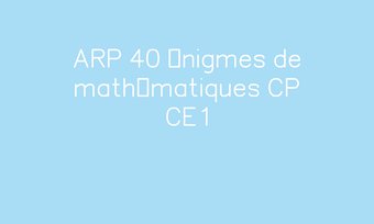 Image de Énigmes de mathématiques CP CE1